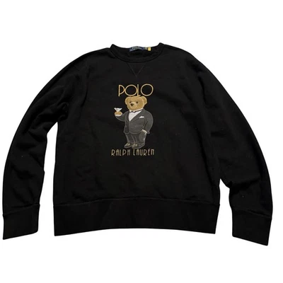 Ralph Lauren Polo Bear Black Sweatshirt Mens Size M Martini Tuxedo Graphic - Image 1 of 4