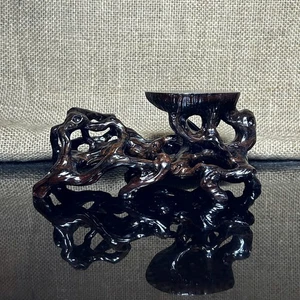 Wood display stand easel, bonsai tree pot display, handmade sculpture, size 6.5" - Picture 1 of 10