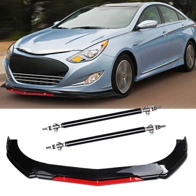 For Hyundai Sonata Front Bumper Lip Splitter Spoiler Glossy Black Red Body Kit — 第 1/4 张图片