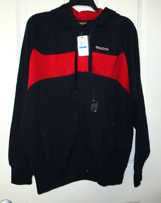 Moletom com capuz listrado de rugby masculino Nautica Competition XL com zíper frontal GG novo - Imagem 1 de 4