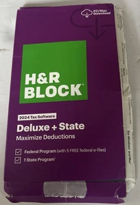 NEW H&R Block Tax Software Deluxe + State 2024 PC/Mac *READ Description*!! - Foto 1 di 4