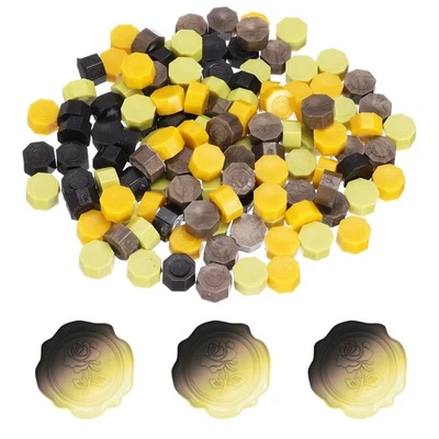 Kit de 4 cuentas de sellado de cera hexagonales negras/amarillas/verdes/bronce Foto 1 de 4