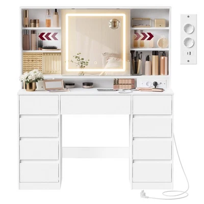 VASAGLE Schminktisch mit Spiegel und LED-Leuchten, Steckdosenleiste - Bild 1 von 4