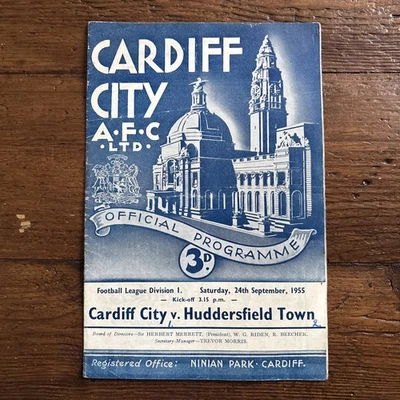 Cardiff City v Huddersfield Town 1955-56 Div 1 - Image 1 of 2