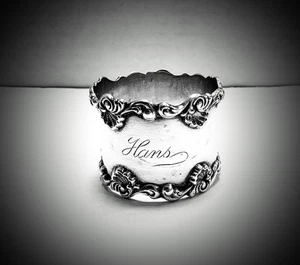 Serviettenring "Hans" Monogramm antik Handtuch Sterlingsilber #435 1 7/8" Durchmesser Schwer - Bild 1 von 5