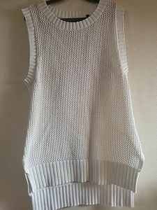 CAbi #5119 Damenpullover weiß offen gewebt Lagenlook ohne Ärmel Größe XS EUC - Bild 1 von 7