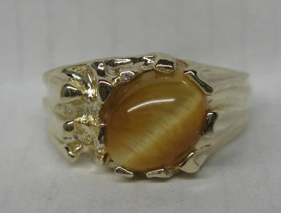 ANILLO OJO DE TIGRE ORO MACIZO 10K PARA HOMBRE 4,7 GRAMOS TALLA 8 Foto 1 de 4