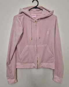 Chaqueta deportiva de terciopelo con capucha Juicy Couture para mujer talla mediana rosa Y2K - Imagen 1 de 6