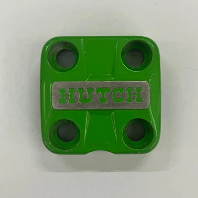 VINTAGE USA HUTCH BMX STEM CAP Only - OLD SCHOOL - 29X29MM BLACK / WHITE / GREEN - Image 1 of 4