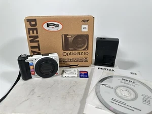 Pentax Digital Camera Optio RZ10 White 10X 14MP Compact - Excellent - Tested ✅ - Picture 1 of 12