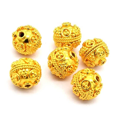 6 piezas cuentas Bali de 12 mm enchapadas en oro de 18 k Foto 1 de 4