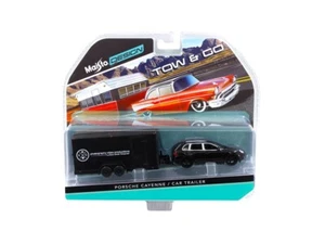 1/64 Maisto Porsche Cayenne Black and Car Trailer Tow & Go Diecast Model 15368-L - Picture 1 of 1