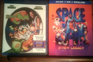 Space Jam (Blu, Jordan, NEW) & Space Jam A New Legacy (Blu/DVD Lebron) perfect - Picture 1 of 1