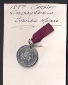 Wales Glamorgan QV 1887 Jubilee Medal presented CARDIFF Sunday School by Mayor - Picture 1 of 1