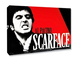 SCARFACE CANVAS WALL ART ARTWORK 30MM DEEP FRAMED PRINT RED BLACK WHITE - Picture 1 of 3