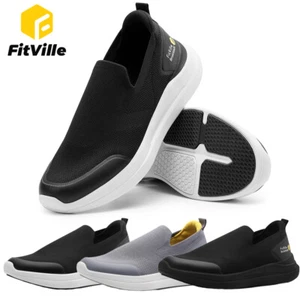FitVille Men's Plantar Fasciitis Slip On Extra Wide Casual Walking Shoes Comfort - Picture 1 of 41
