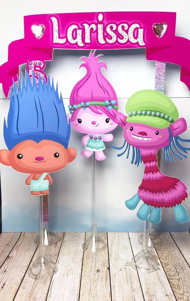 Personalized Trolls Theme Cake Topper - Image 1 of 1