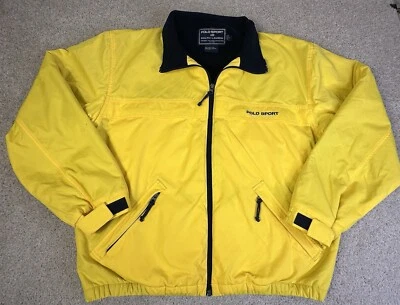 Chaqueta Polo Deportiva Ralph Lauren De Colección Para Hombre Grande Amarilla Forrada de Vellón Y2K Foto 1 de 4