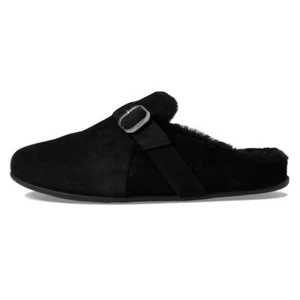 Zapatillas FitFlop Chrissie Hebilla Forradas en Piel de Oveja Gamuza Para Mujer Talla 8 Zueco Negro - Imagen 1 de 13