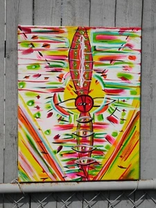 Pintura acrílica pintada a mano, abstracta, sobre lienzo 16" x 20" florece dentro   - Imagen 1 de 2