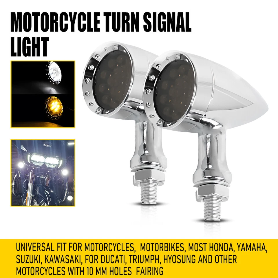 2x Amber Turn Signal Lights for Suzuki Boulevard C109R C50 C90 S 40 50 83 Chrome - Image 1 of 4