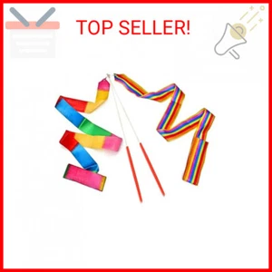 Dance Ribbons Rainbow Streamers Rhythmic Gymnastics Ribbon Baton Twirling Wands - Picture 1 of 2