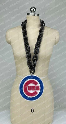 New MLB CHICAGO CUBS BLACK Jumbo Big Fan Chain Necklace Foam MI USA - Image 1 of 3