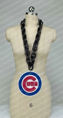 New MLB CHICAGO CUBS BLACK Jumbo Big Fan Chain Necklace Foam MI USA Cover