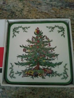 Pimpernel~Cork Coasters~Spode~Christmas Tree~New In Box~Set of 6  - Image 1 of 4