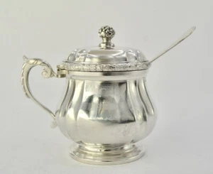 Antique Solid Silver Mustard Pot With Spoon by Boin-Taburet Paris 19th Century - Picture 1 of 12