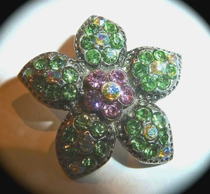 PREMIER DESIGNS "ALOHA" AURORA BOREALIS & CRYSTALS *FLOWER* ENHANCER - Picture 1 of 3