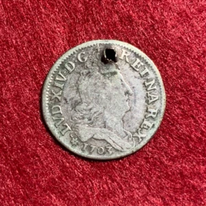 FRANKREICH: 10 Sols (1/8 Ecu) 1703 BB Straßburg / König LOUIS XIV /1937 - Picture 1 of 2