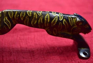 Brass Tiger Door Handle Jumping Jaguar Garden Shown Door Pull And Zoo home Mk78 - Picture 1 of 9