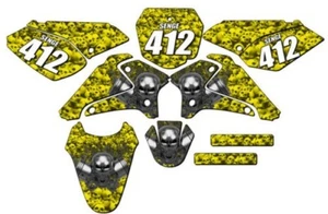 2001-2007 DRZ 125 FLAMING GEARHEAD Yellow Senge Graphics Kit Compatible with - Picture 1 of 10