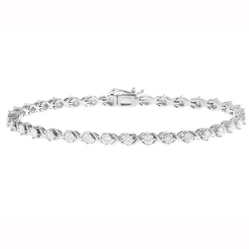 VALENTINO Bracciali Tennis 2 50 Ctw D FL Moissanite Brillante Placcato Oro Bianco 14K