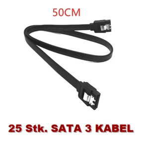 🔥 25x SATA III Kabel 50cm schwarz S-ATA 6 Gb/s High Speed (25 Stück) 🔥 TOP - Bild 1 von 1