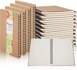 12 Pack A5 Spiral Notebook Kraft Cover Blank Journal Notebook for Office School - Picture 1 of 11