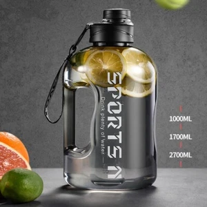 2.7L Large Sports Water Bottle with Time Scale, BPA-Free, Portable Fitness Cup - Picture 1 of 13