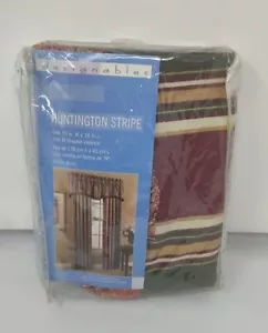 Designables-Huntington Stripe M Shaped Valance, Color Brick, 70"x16" W/ Fringes - Picture 1 of 9