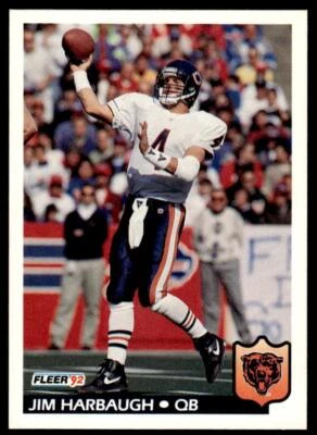 1992 Fleer 40 Jim Harbaugh Chicago Bears Football Card - Image 1 of 2