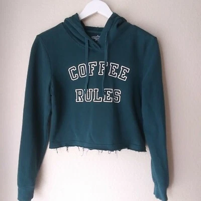 Sudadera con Capucha Joe Boxer Talla M Reglas del Café Verde Oscuro Dobladillo Crudo Manga Larga Estilo Recortado Foto 1 de 4