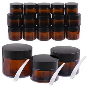 25 Stck. Braunglas Glas mit Deckel, einschließlich 15er Pack 1oz 1,7oz 2oz Bernstein Rund G... - Bild 1 von 7
