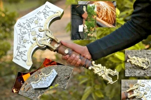 Handmade God of War Ragnarok Jotnar Edition Thor 16" Mjolnir Metal Hammer & Wood - Picture 1 of 9