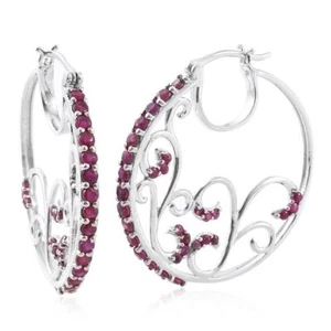 Burma ruby Platinum Overlay 925 Sterling earrings - Picture 1 of 3