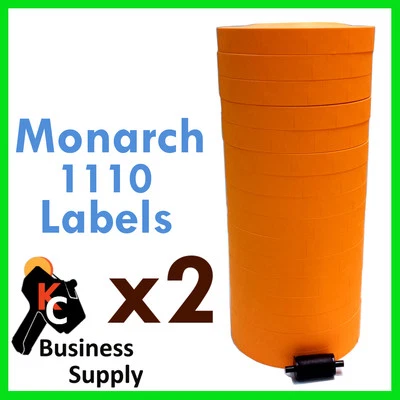 Monarch Paxar 1110 Orange labels, 2 sleeves, ink rollers included, Made in USA