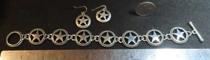 bracelet Earrings Texas Cowboy Lone Star Concho Style Silver Tone Jewelry 7474 - Picture 1 of 3