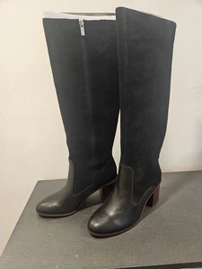 Splendid Mary Suede Boot 9.5 Black Stacked Heel Western - Picture 1 of 5