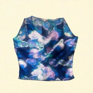 Blusa top floral sin mangas Charlie encantadora de segunda mano para mujer talla mediana veraniega - Imagen 1 de 9