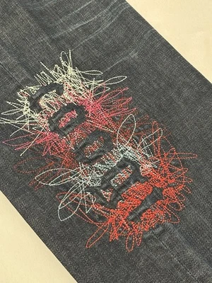 Pantalones de mezclilla Coogi vintage para hombre 38x34 azul recto bordado oscuro punto deletreado Foto 1 de 4