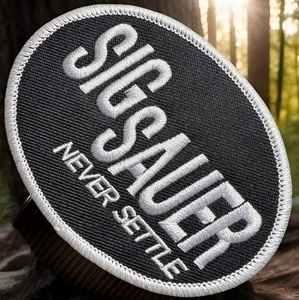 🔥 Sig Sauer Never Settle Embroidered Iron On Patch Pistol Rifle Firearm Gun Pew - Picture 1 of 5